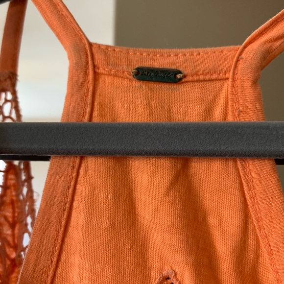 Free People orange Blossom floral coral CutOut Crop Top small embroidered - Picture 7 of 10